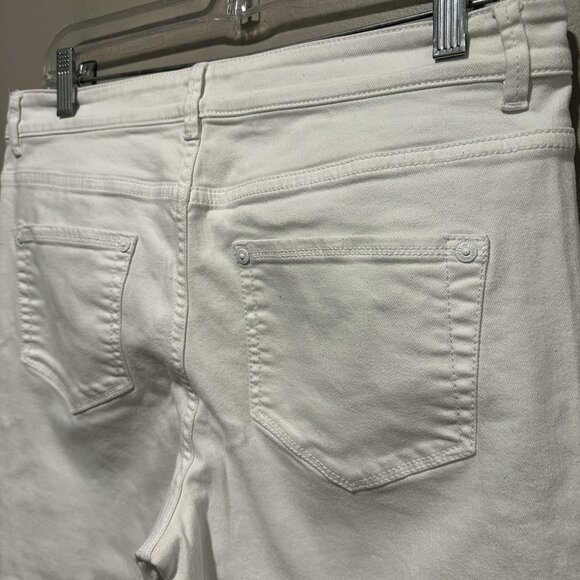 J Jill Denim Authentic Fit Cropped Jeans Womens Size 8 Large Cuff White - Picture 7 of 10